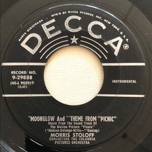 George Dunning Vinyl 45 Record Moonglow and Theme from Picnic